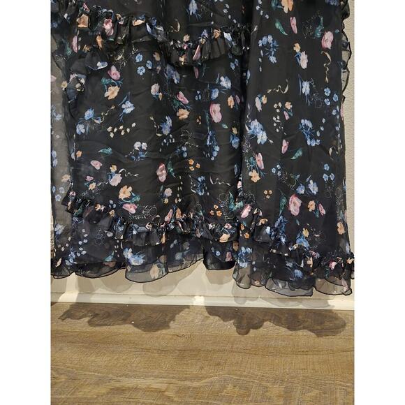 Mac Duggal Women's Floral Ruffle Gown 12 Sleeveless V-Neck Long Formal NWT - Picture 5 of 10